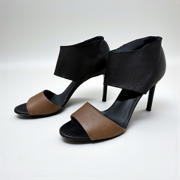 VINCE Made in Italy Leather Heels – Two Tone Black/Brown – Size 7M - Picture 1 of 6